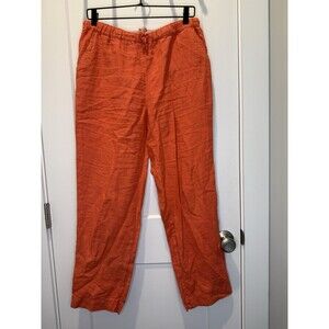 Grizas Washed Linen Straight Leg Pants Women’s Size M Medium Inseam 28” Orange